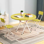 SOGA 2X Yellow Dining Table Portable Round Surface Space Saving Folding Desk Home Decor TABLERD725X2