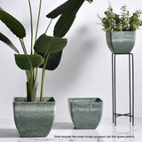 SOGA 2X 27cm Green Grey Square Resin Plant Flower Pot in Cement Pattern Planter Cachepot for Indoor FPOTF2704X2