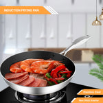 SOGA Stainless Steel Fry Pan 22cm Frying Pan Induction FryPan Non Stick Interior FRYPANNS286922CM