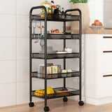 SOGA 2X 5 Tier Steel Black Bee Mesh Kitchen Cart Multi-Functional Shelves Portable Storage Organizer KITCHENXY038X2