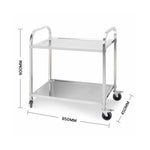 SOGA 2X 2 Tier 85x45x90cm Stainless Steel Kitchen Dining Food Cart Trolley Utility Medium FOODCART1005X2