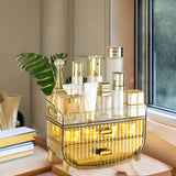 SOGA 3 Tier Golden Yellow Multifunctional Countertop Cosmetic Storage Makeup Skincare Holder Jewelry BATHC124