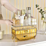 SOGA 2X 2 Tier Golden Yellow Multifunctional Countertop Cosmetic Storage Makeup Skincare Holder BATHC122X2