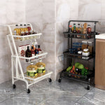 SOGA 3 Tier Steel White Adjustable Kitchen Cart Multi-Functional Shelves Portable Storage Organizer KITCHENXY033