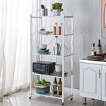 SOGA 5 Tier Steel White Foldable Kitchen Cart Multi-Functional Shelves Portable Storage Organizer KITCHENXY003WHT