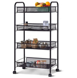 SOGA 4 Tier Steel Black Bee Mesh Kitchen Cart Multi-Functional Shelves Portable Storage Organizer KITCHENXY037