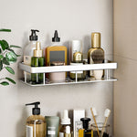 SOGA 2X Silver Wall-Mounted Rectangular Bathroom Storage Organiser Space Saving Adhesive Shelf Rack TAN1005X2