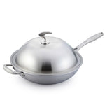 SOGA 2X 18/10 Stainless Steel Fry Pan 36cm Frying Pan Top Grade Skillet with Helper Handle and Lid TRIFPO36X2