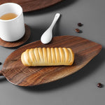 SOGA Set of 2 Walnut Leaf Shape Wooden Tray Food Charcuterie Serving Board Paddle Centerpiece Home WODC212