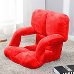 SOGA Foldable Lounge Cushion Adjustable Floor Lazy Recliner Chair with Armrest Red LOUNGEKIDRED