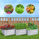 SOGA 2X 60cm Square Galvanised Raised Garden Bed Vegetable Herb Flower Outdoor Planter Box METALBSIL515X2