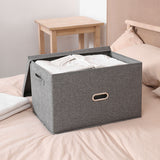 SOGA 2X Grey Small Foldable Canvas Storage Box Cube Clothes Basket Organiser Home Decorative Box SBOX001X2