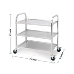 SOGA 2X 3 Tier 75x40x83.5cm Stainless Steel Kitchen Dinning Food Cart Trolley Utility Size Small FOODCART1003X2