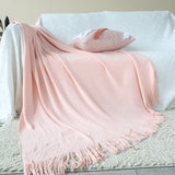 SOGA Pink Acrylic Knitted Throw Blanket Solid Fringed Warm Cozy Woven Cover Couch Bed Sofa Home BLANKET915