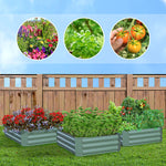 SOGA 2X 100cm Square Galvanised Raised Garden Bed Vegetable Herb Flower Outdoor Planter Box METALBGRE511X2