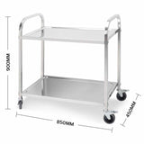 SOGA 2 Tier 85x45x90cm Stainless Steel Kitchen Dining Food Cart Trolley Utility Medium FOODCART1005