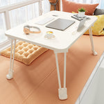 SOGA White Portable Bed Table Adjustable Folding Mini Desk With Cup-Holder Home Decor BEDTABLEM665