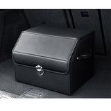 SOGA 2X Leather Car Boot Collapsible Foldable Trunk Cargo Organizer Portable Storage Box With Lock STORAGEBLKV20SMLX2