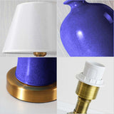 SOGA 4X Blue Ceramic Oval Table Lamp with Gold Metal Base TABLELAMP120BLUEX4