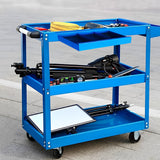 SOGA 3 Tier Tool Storage Cart Portable Service Utility Heavy Duty Mobile Trolley Blue TOOLCART601