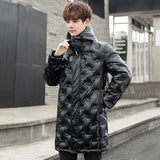 abbee Black XL Winter Hooded Glossy Overcoat Long Jacket Stylish Lightweight Quilted Warm Puffer DJ-9809B