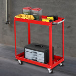 SOGA 2X 2 Tier Tool Storage Cart Portable Service Utility Heavy Duty Mobile Trolley Red TOOLCART605X2