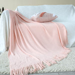 SOGA 2X Pink Acrylic Knitted Throw Blanket Solid Fringed Warm Cozy Woven Cover Couch Bed Sofa Home BLANKET915X2