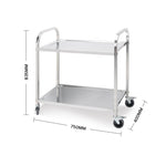 SOGA 2X 2 Tier 75x40x83.5cm Stainless Steel Kitchen Dinning Food Cart Trolley Utility Small FOODCART1006X2