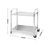 SOGA 2X 2 Tier 75x40x83.5cm Stainless Steel Kitchen Dinning Food Cart Trolley Utility Small FOODCART1006X2