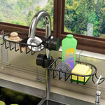 SOGA 2X Black Single Kitchen Sink Organiser Faucet Soap Sponge Caddy Rack Storage Drainer TAN1035X2