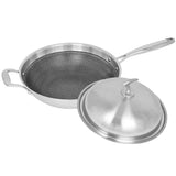 SOGA 18/10 Stainless Steel Fry Pan 34cm Frying Pan Top Grade Textured Non Stick Interior Skillet TRIFPS34