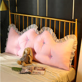 SOGA 4X 180cm Pink Princess Bed Pillow Headboard Backrest Bedside Tatami Sofa Cushion with Ruffle PILLOWSLK180PINKX4