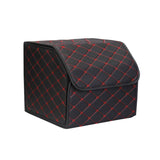 SOGA Leather Car Boot Collapsible Foldable Trunk Cargo Organizer Portable Storage Box Black/Red STORAGEBLKREDSML