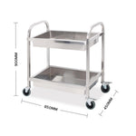 SOGA 2X 2 Tier 85x45x90cm Stainless Steel Kitchen Trolley Bowl Collect Service Food Cart Medium FOODCART1202X2