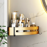 SOGA Gold Wall-Mounted Triangular Bathroom Storage Corner Vanity Organiser Space Saving Adhesive TAN1013