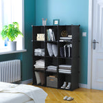 SOGA 4 Tier 12-Cube Black Portable Wardrobe Divide-Grid Modular Storage Organiser Foldable Closet WROBE1768