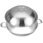 SOGA 2X 3-Ply 38cm Stainless Steel Double Handle Wok Frying Fry Pan Skillet with Lid WOKTRIFPG38X2