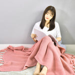 SOGA Pink Tassel Fringe Knitting Blanket Warm Cozy Woven Cover Couch Bed Sofa Home Decor BLANKET930