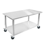 SOGA 80cm Commercial Catering Kitchen Stainless Steel Prep Work Bench Table with Wheels WORKBENCHSS800780CM