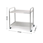 SOGA 2X 2 Tier 81x46x85cm Stainless Steel Kitchen Dining Food Cart Trolley Utility Round Small FOODCART1105X2