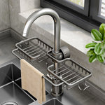 SOGA 2XDark Grey Kitchen Sink Organiser Faucet Soap Sponge Caddy Rack Drainer with Towel Bar Holder TAN1030X2