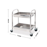 SOGA 2X 2 Tier 75x40x83cm Stainless Steel Kitchen Trolley Bowl Collect Service Food Cart Small FOODCART1203X2