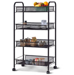 SOGA 2X 4 Tier Steel Black Bee Mesh Kitchen Cart Multi-Functional Shelves Portable Storage Organizer KITCHENXY037X2