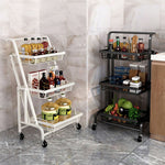 SOGA 2X 3 Tier Steel White Adjustable Kitchen Cart Multi-Functional Shelves Portable Storage KITCHENXY033X2