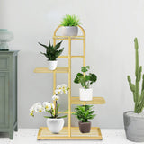 SOGA 2X 4 Tier 5 Pots Gold Metal Plant Stand Flowerpot Display Shelf Rack Indoor Home Office Decor FPOTH12X2