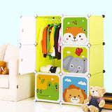 SOGA 6 Cubes Animal Design Portable Wardrobe Divide-Grid Modular Storage Organiser Foldable Closet WROBE1778