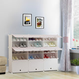 SOGA 5 Tier 3 Column White Shoe Rack Organizer Sneaker Footwear Storage Stackable Stand Cabinet SHOEBOX97