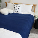 SOGA Royal Blue Acrylic Knitted Throw Blanket Solid Fringed Warm Cozy Woven Cover Couch Bed Sofa BLANKET909