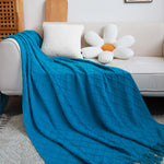 SOGA Blue Diamond Pattern Knitted Throw Blanket Warm Cozy Woven Cover Couch Bed Sofa Home Decor with BLANKET904