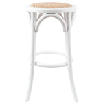 Aster 3pc Round Bar Stools Dining Stool Chair Solid Birch Wood Rattan Seat White V315-VOD-CAFE-22-3PC-KIT